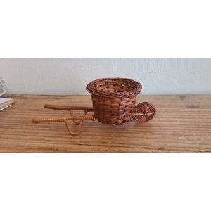 Vintage wicker small wheelbarrow